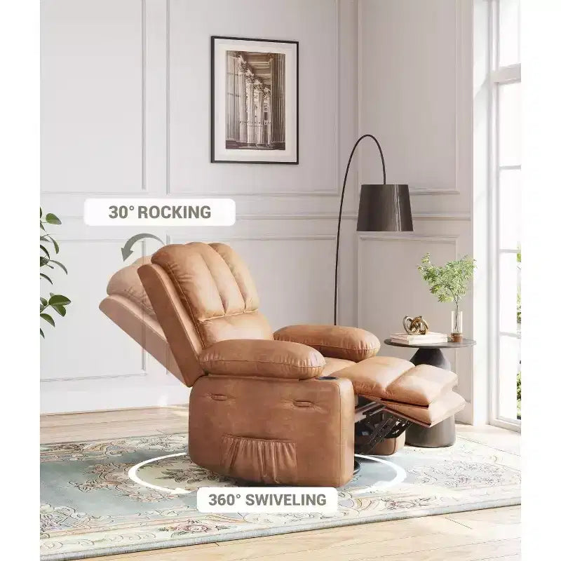 Oversized Recliner Chairs with Heat and Massage - 360 Swivel Lazy Recliner Chair for Adults Holder for Living Rooms, Bedrooms and Nurseries