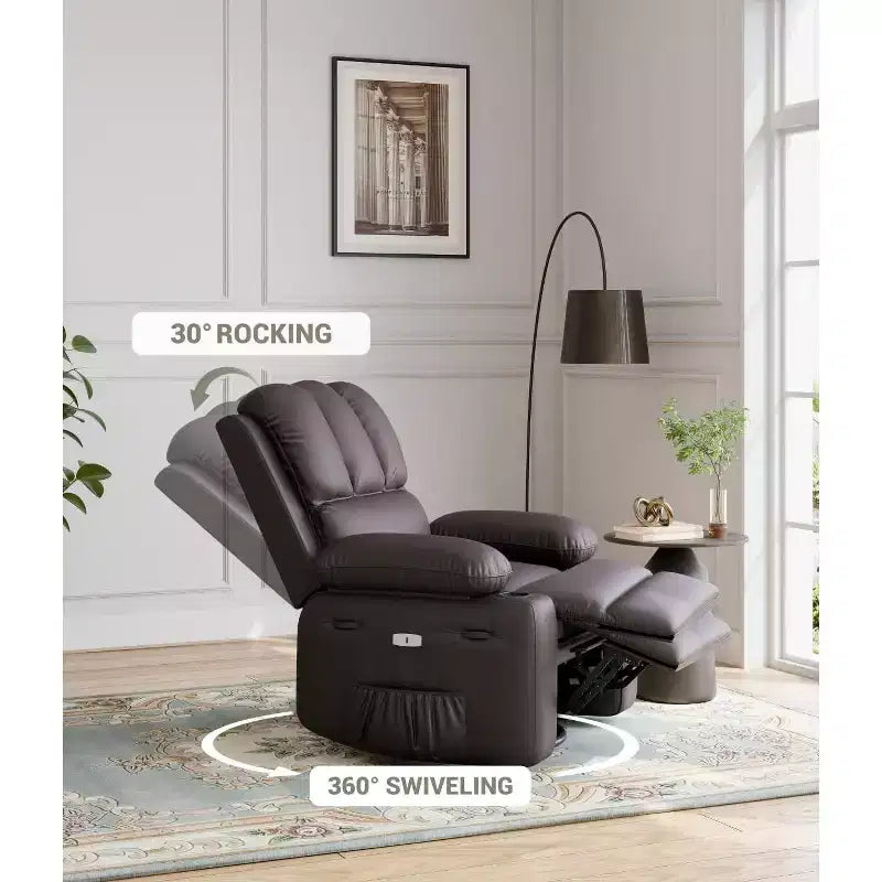 Oversized Recliner Chairs with Heat and Massage - 360 Swivel Lazy Recliner Chair for Adults Holder for Living Rooms, Bedrooms and Nurseries