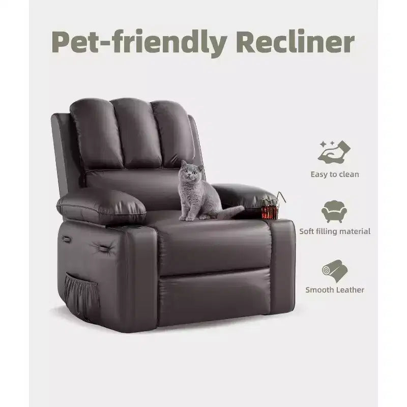 Oversized Recliner Chairs with Heat and Massage - 360 Swivel Lazy Recliner Chair for Adults Holder for Living Rooms, Bedrooms and Nurseries