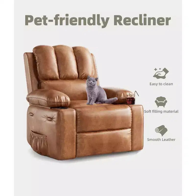 Oversized Recliner Chairs with Heat and Massage - 360 Swivel Lazy Recliner Chair for Adults Holder for Living Rooms, Bedrooms and Nurseries