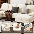 Canapé modulable moderne en U Okak avec pieds en bois, canapés inclinables en tissu chenille pour salon, appartements