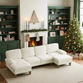 Okak Modern U-shaped Combination Sofa Couch with Wooden Feet,Chenille Fabric Recliner Sofas for Living Room,Apartments