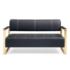 Canapé causeuse de 57,9 po de large, 2 places avec accoudoirs en métal, dossier épais et large, assise rembourrée en mousse haute densité, causeuses d'appoint, noir