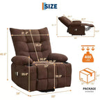 Power Lift Recliner Chair for Elderly - Electric Massage & Heat Recliner with 45 Assist Stand, Swivel Rocker with Cup Holders, Reclining Lounge