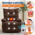 Power Lift Recliner Chair for Elderly - Electric Massage & Heat Recliner with 45 Assist Stand, Swivel Rocker with Cup Holders, Reclining Lounge