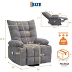 Power Lift Recliner Chair for Elderly - Electric Massage & Heat Recliner with 45 Assist Stand, Swivel Rocker with Cup Holders, Reclining Lounge