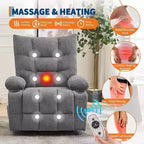 Power Lift Recliner Chair for Elderly - Electric Massage & Heat Recliner with 45 Assist Stand, Swivel Rocker with Cup Holders, Reclining Lounge