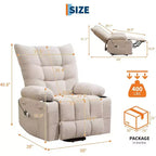 Power Lift Recliner Chair for Elderly - Electric Massage & Heat Recliner with 45 Assist Stand, Swivel Rocker with Cup Holders, Reclining Lounge
