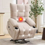 Power Lift Recliner Chair for Elderly - Electric Massage & Heat Recliner with 45 Assist Stand, Swivel Rocker with Cup Holders, Reclining Lounge