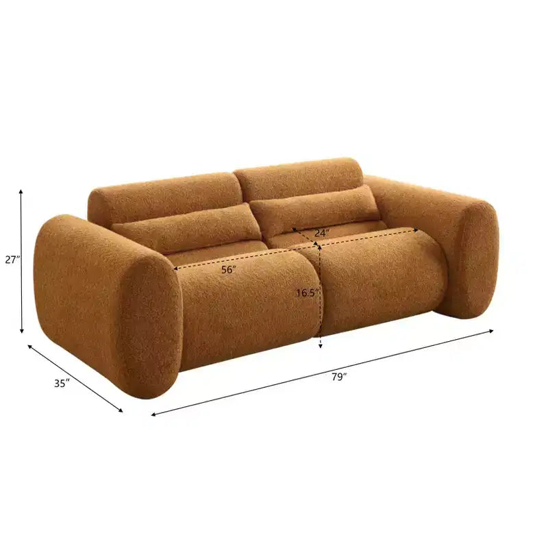 Canapé 3 places moderne Christopher Knight Home Orvik 79 en tissu bouclé avec accoudoirs arrondis