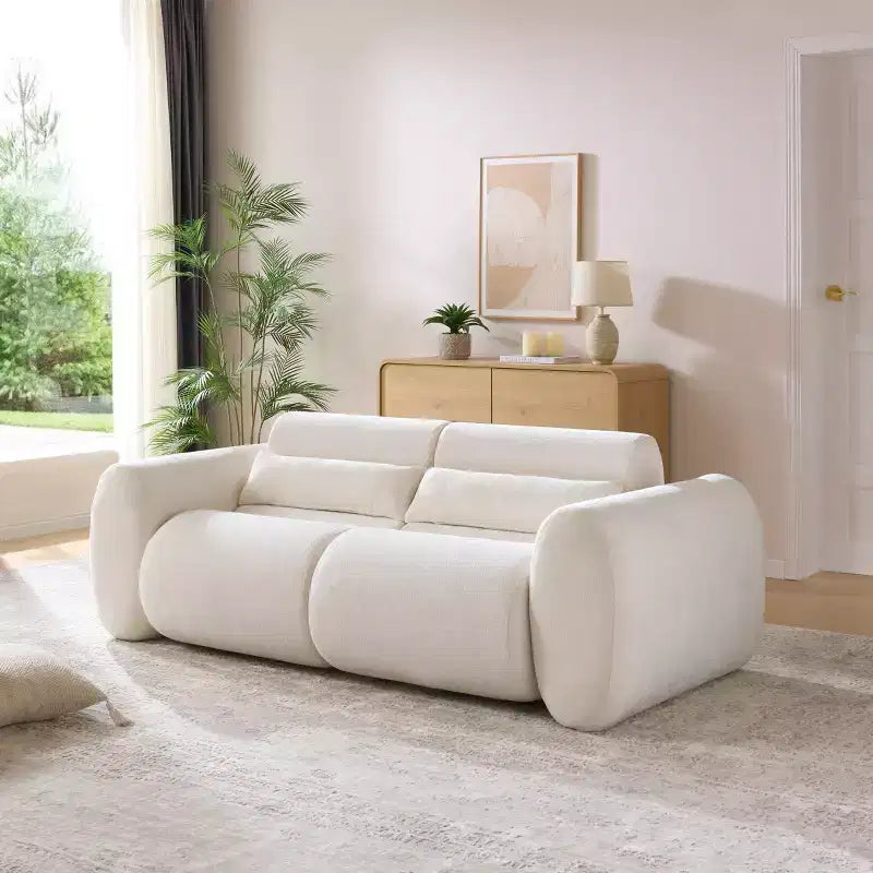 Canapé 3 places moderne Christopher Knight Home Orvik 79 en tissu bouclé avec accoudoirs arrondis