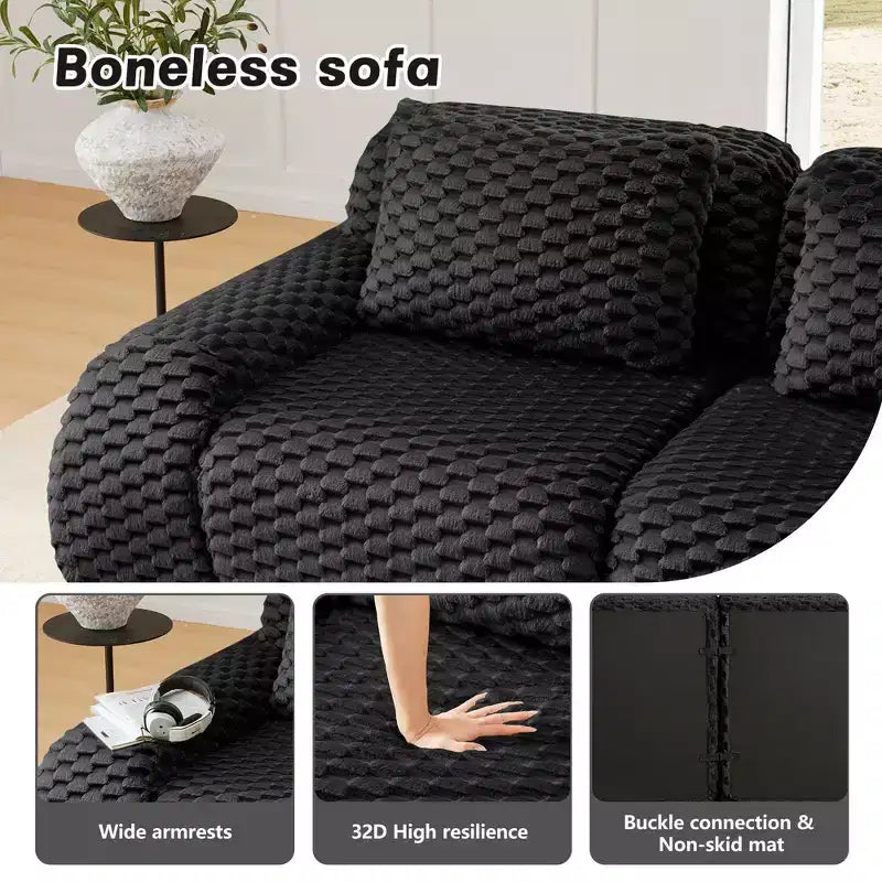 82 Modern Modular Sectional Sofa for Living Room,Flannelette Fabric,highly textured,Oversized 2-Seater Couch with Deep Seat