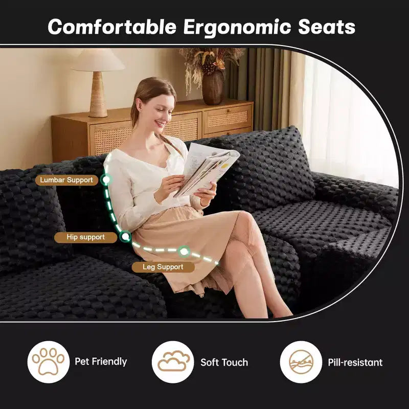 82 Modern Modular Sectional Sofa for Living Room,Flannelette Fabric,highly textured,Oversized 2-Seater Couch with Deep Seat