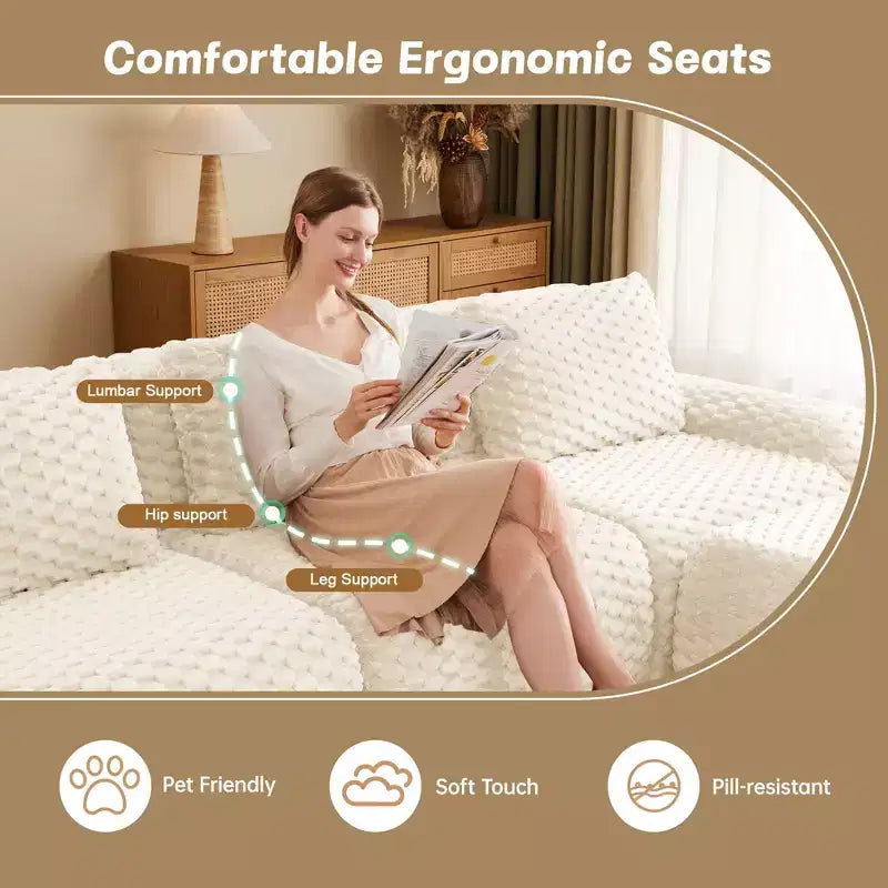 82 Modern Modular Sectional Sofa for Living Room,Flannelette Fabric,highly textured,Oversized 2-Seater Couch with Deep Seat