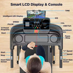 3.75HP Folding Treadmill with 300lbs Capacity, 71 Programs Treadmill for Home with Incline, Intelligent APP control, Bluetooth & HiFi Stereo Speakers