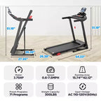 3.75HP Folding Treadmill with 300lbs Capacity, 71 Programs Treadmill for Home with Incline, Intelligent APP control, Bluetooth & HiFi Stereo Speakers