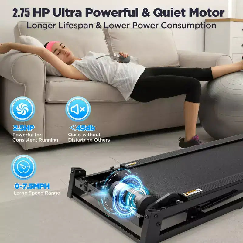 3.75HP Folding Treadmill with 300lbs Capacity, 71 Programs Treadmill for Home with Incline, Intelligent APP control, Bluetooth & HiFi Stereo Speakers