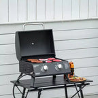 Okak 2-Burner Propane Gas Grill with Foldable Legs, Lid and Thermometer, Portable Grill, Camping Grill for Camping, Picnic, Backyard