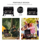 Okak 2-Burner Propane Gas Grill with Foldable Legs, Lid and Thermometer, Portable Grill, Camping Grill for Camping, Picnic, Backyard