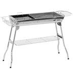 Okak Stainless Steel Charcoal Grill with Foldable Design, Charcoal Grills with Shelf and Hooks, Portable Grill for Camping, Picnics, Silver