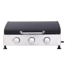Okak Stainless Steel Propane Grill with 3 Burners, Portable Grill with Adujustable Bottons, Outdoor Grill for BBQ, Camping, Black+Silver