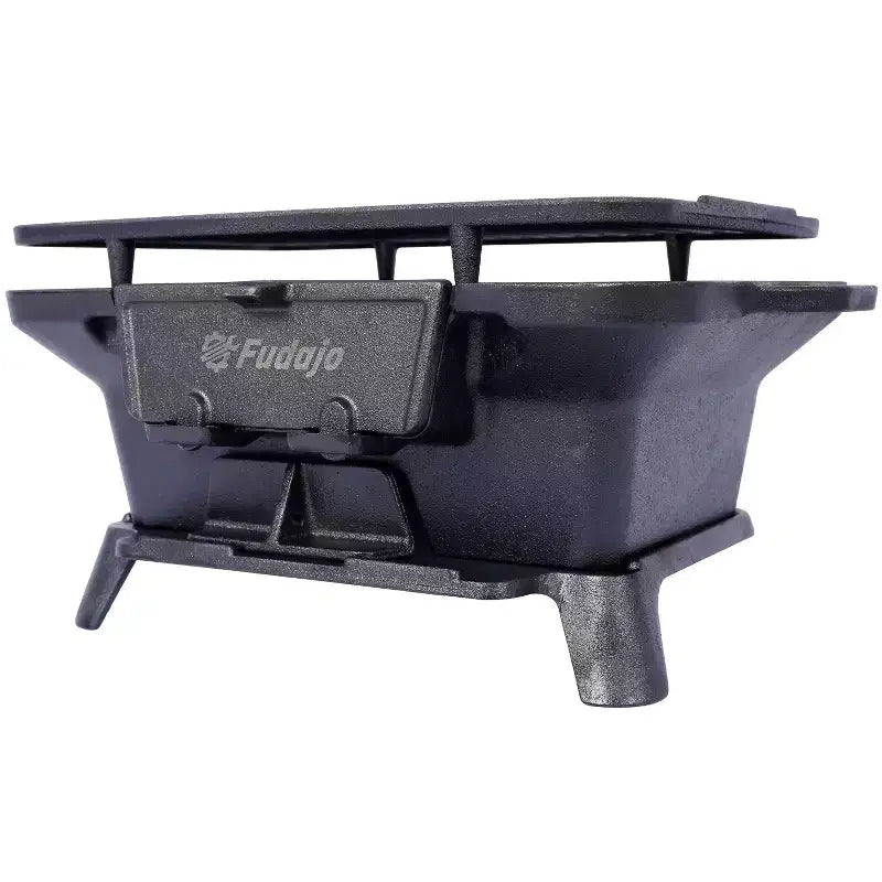 Barbecue rectangulaire Okak avec cadre en fonte, barbecue portable avec plancha en fonte, grils à charbon durables pour le camping, la randonnée, noir