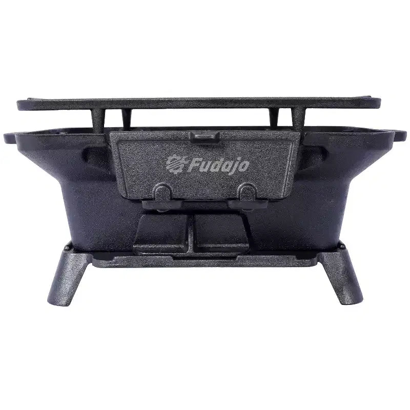 Barbecue rectangulaire Okak avec cadre en fonte, barbecue portable avec plancha en fonte, grils à charbon durables pour le camping, la randonnée, noir