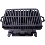 Barbecue rectangulaire Okak avec cadre en fonte, barbecue portable avec plancha en fonte, grils à charbon durables pour le camping, la randonnée, noir