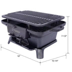 Barbecue rectangulaire Okak avec cadre en fonte, barbecue portable avec plancha en fonte, grils à charbon durables pour le camping, la randonnée, noir