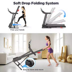 2.75HP Folding Treadmill with 300lb Capacity, 3 Incline, 71 Programs, Smart APP Connection,7.5MPH Portable Treadmill for Home Jogging Walking