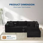 106-inch Cloud-shaped Combination Sofa, Sofa with Lounge Chair, 3-seat L-shaped Sofa for the Living Room, Memory Foam Deep Seat