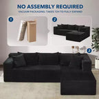 106-inch Cloud-shaped Combination Sofa, Sofa with Lounge Chair, 3-seat L-shaped Sofa for the Living Room, Memory Foam Deep Seat