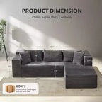 106-inch Cloud-shaped Combination Sofa, Sofa with Lounge Chair, 3-seat L-shaped Sofa for the Living Room, Memory Foam Deep Seat