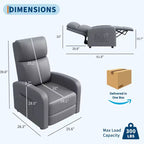 Fauteuil inclinable pour adultes, fauteuil inclinable paresseux en cuir PU ergonomique réglable avec poche latérale, dossier haut, accoudoirs larges et siège rembourré