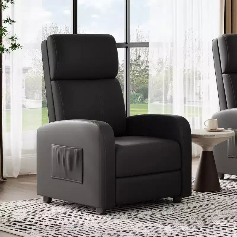 Fauteuil inclinable pour adultes, fauteuil inclinable paresseux en cuir PU ergonomique réglable avec poche latérale, dossier haut, accoudoirs larges et siège rembourré