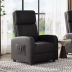 Fauteuil inclinable pour adultes, fauteuil inclinable paresseux en cuir PU ergonomique réglable avec poche latérale, dossier haut, accoudoirs larges et siège rembourré