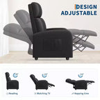 Fauteuil inclinable pour adultes, fauteuil inclinable paresseux en cuir PU ergonomique réglable avec poche latérale, dossier haut, accoudoirs larges et siège rembourré
