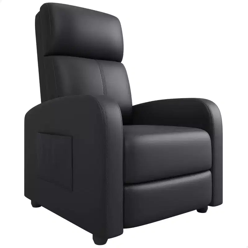 Recliner Chair for Adults, PU Leather Lazy Recliner Ergonomic Adjustable Single Sofa Enhanced with Side Pocket, Tall Back, Wide Arms & Padded Seat