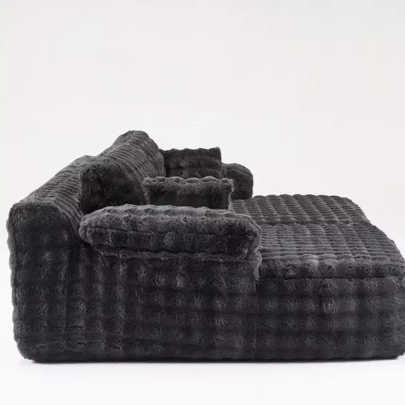 Karl Home | Canapé-lit de salon surdimensionné en polaire bouclée de 93 pouces de large Grand canapé sans accoudoirs King Size pour salon