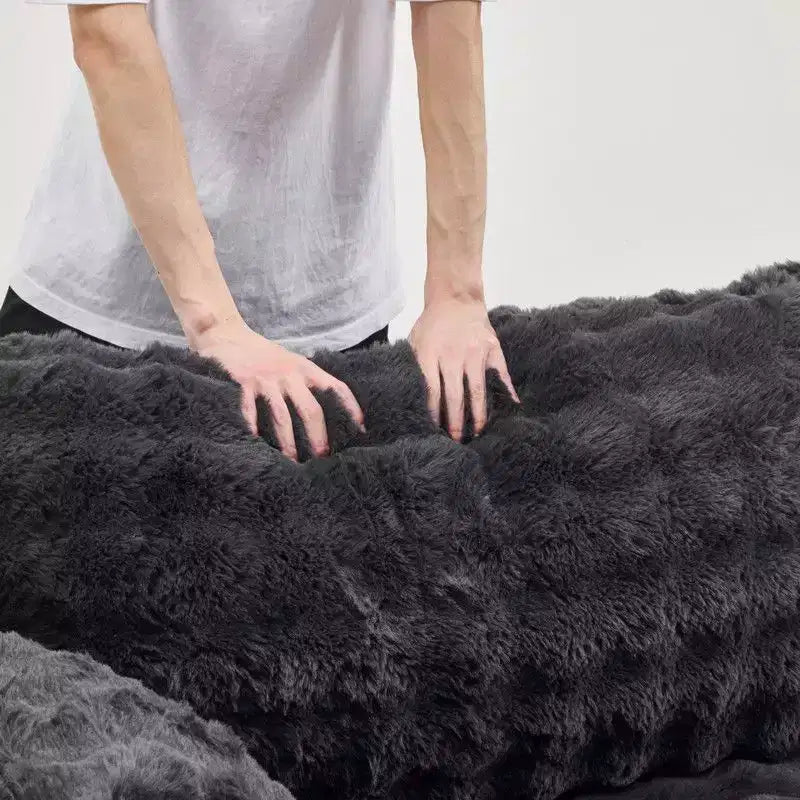 Karl Home | Canapé-lit de salon surdimensionné en polaire bouclée de 93 pouces de large Grand canapé sans accoudoirs King Size pour salon