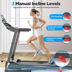 Tapis roulant en solde, Dégagement de tapis roulants, 0,6-7,5 MPH, 64+3+3+1 programmes, Moteur sans balais silencieux, Application Bluetooth, Tapis de course compact pour la maison