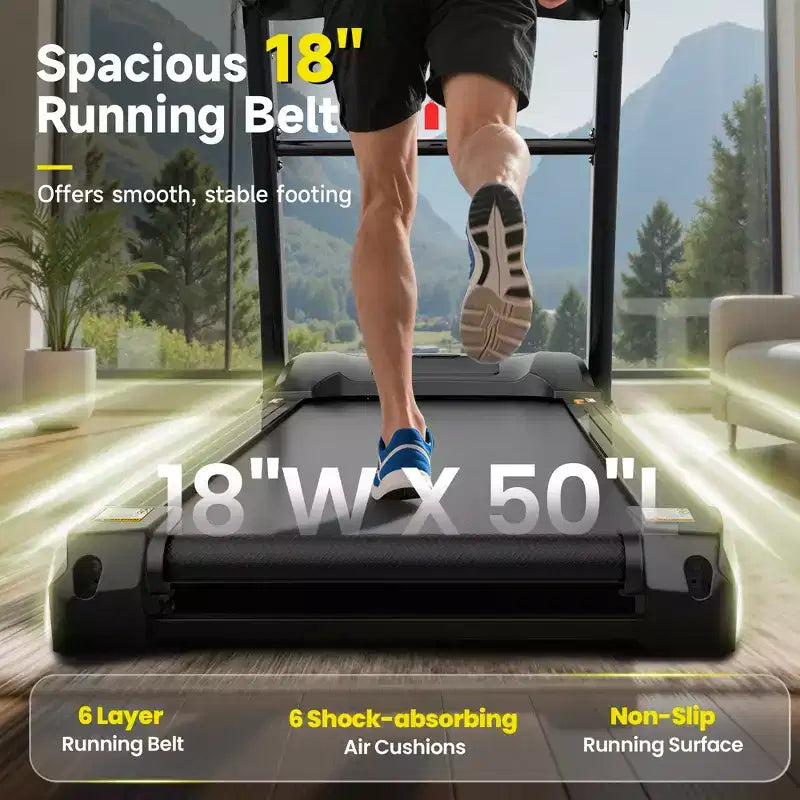 3-in-1 Folding Treadmill for Home 12mph, 4.8HP Running Treadmills with 20% Auto Incline, 400lbs Capacity, 71Programs, 18'' Wide Deck, Knee Support