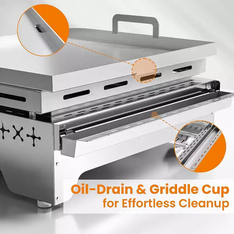 Plaque de cuisson portable au propane ZAFRO, gril à gaz propane portable de table 8000 BTU à un brûleur, gril à surface plane en acier inoxydable, cuisson extérieure
