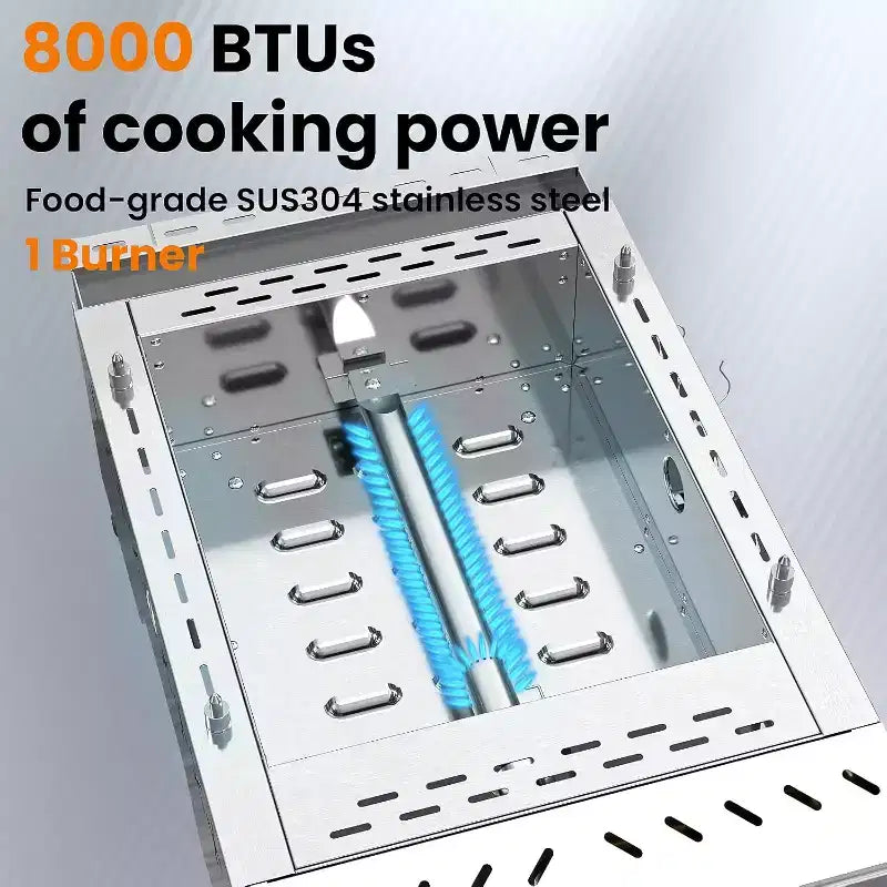 Plaque de cuisson portable au propane ZAFRO, gril à gaz propane portable de table 8000 BTU à un brûleur, gril à surface plane en acier inoxydable, cuisson extérieure
