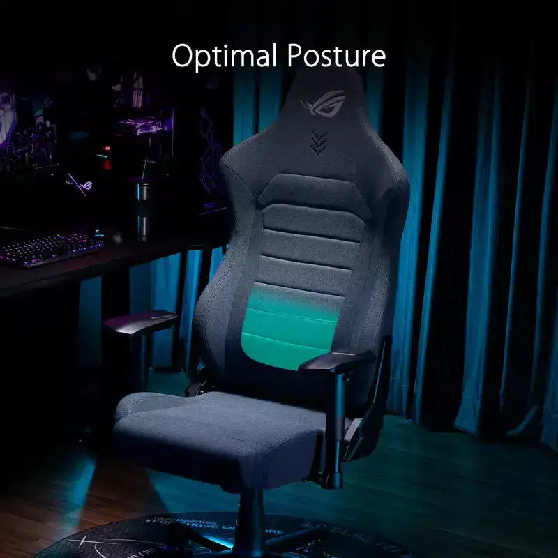 Chaise gaming ASUS ROG Aethon Fabric Edition, coussin d'assise double densité, accoudoirs 2D avec rembourrage doux, support lombaire intégré, structure tout acier