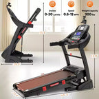 Treadmill with Auto Incline, Running Treadmills for Home, Folding Treadmill with Handle Bars, Speaker, Treadmill 300 lb Capacity