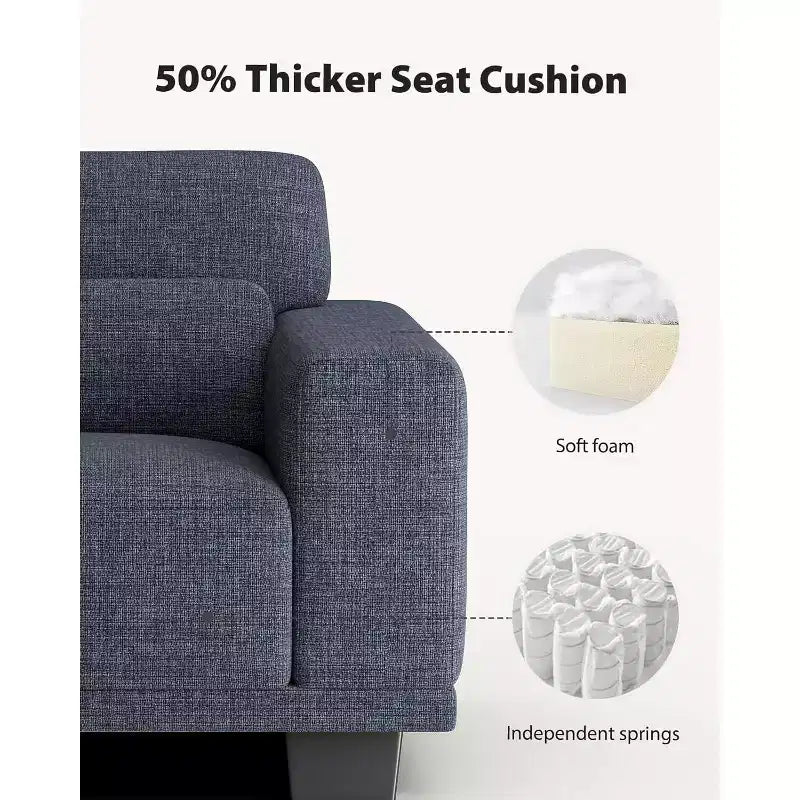 65 inch living room sofa, 3-seater sofa with wide armrests and deep seats, comfortable 3-layer sofa, sofa with detachable and washable lid
