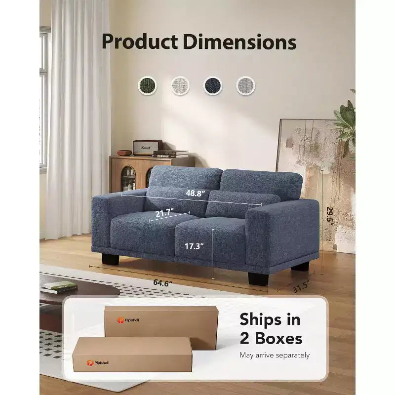 65 inch living room sofa, 3-seater sofa with wide armrests and deep seats, comfortable 3-layer sofa, sofa with detachable and washable lid