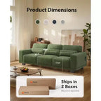 89 inch living room sofa, 3-seater sofa with wide armrests and deep seats, comfortable 3-layer sofa, sofa with detachable and washable lid