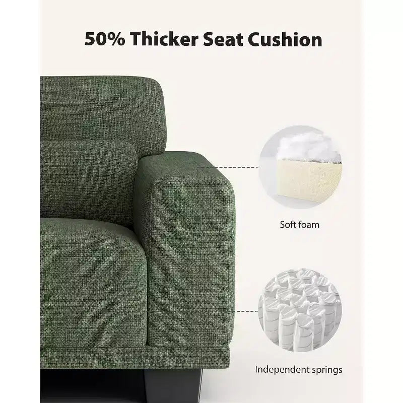 89 inch living room sofa, 3-seater sofa with wide armrests and deep seats, comfortable 3-layer sofa, sofa with detachable and washable lid